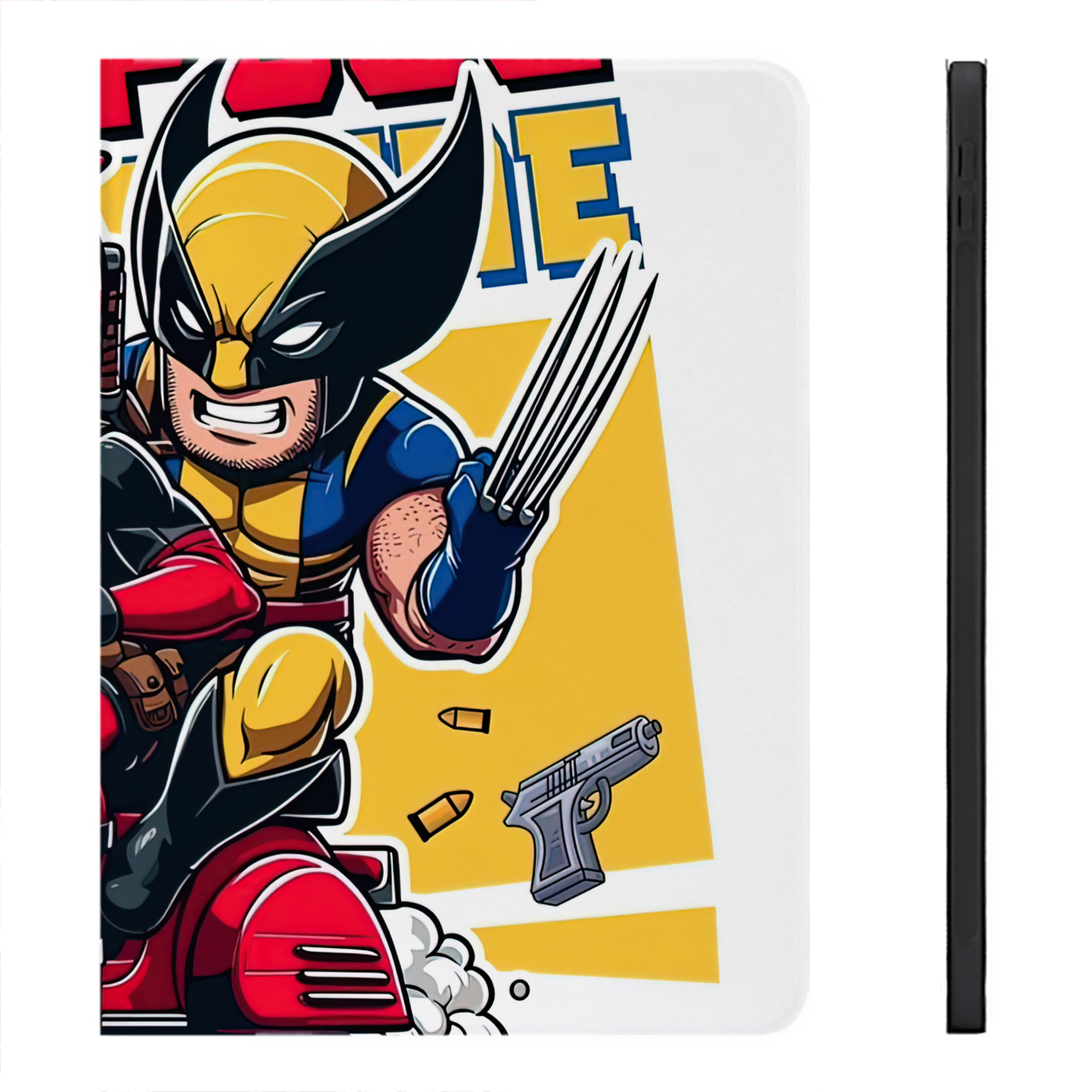（画像用） Deadpool デッドプール IPadケース ペンホルダー付き ブックスタイルデザイン